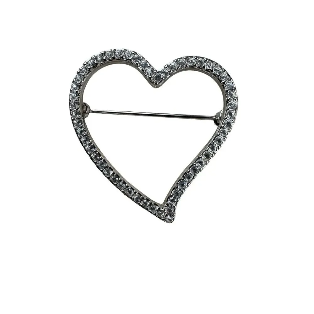 Vintage Swarovski Rhinestone Heart Pin Brooch 1.5